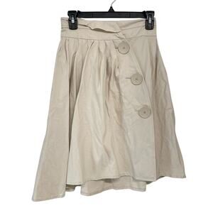 Schumacher Beige A Line Button Front Boho Skirt Womens XS Lagenlook Casual